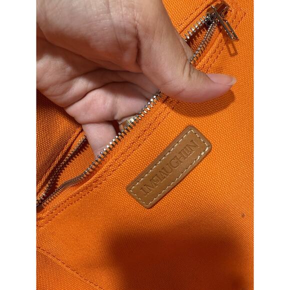 J.McLaughlin Logo Tote Bag Canvas Orange J Mc‎ Laughlin Large Purse RARE - Picture 6 of 10